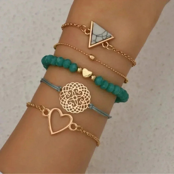 5 piece Beaded Bohemian Bracelet Set - Picture 3 of 4